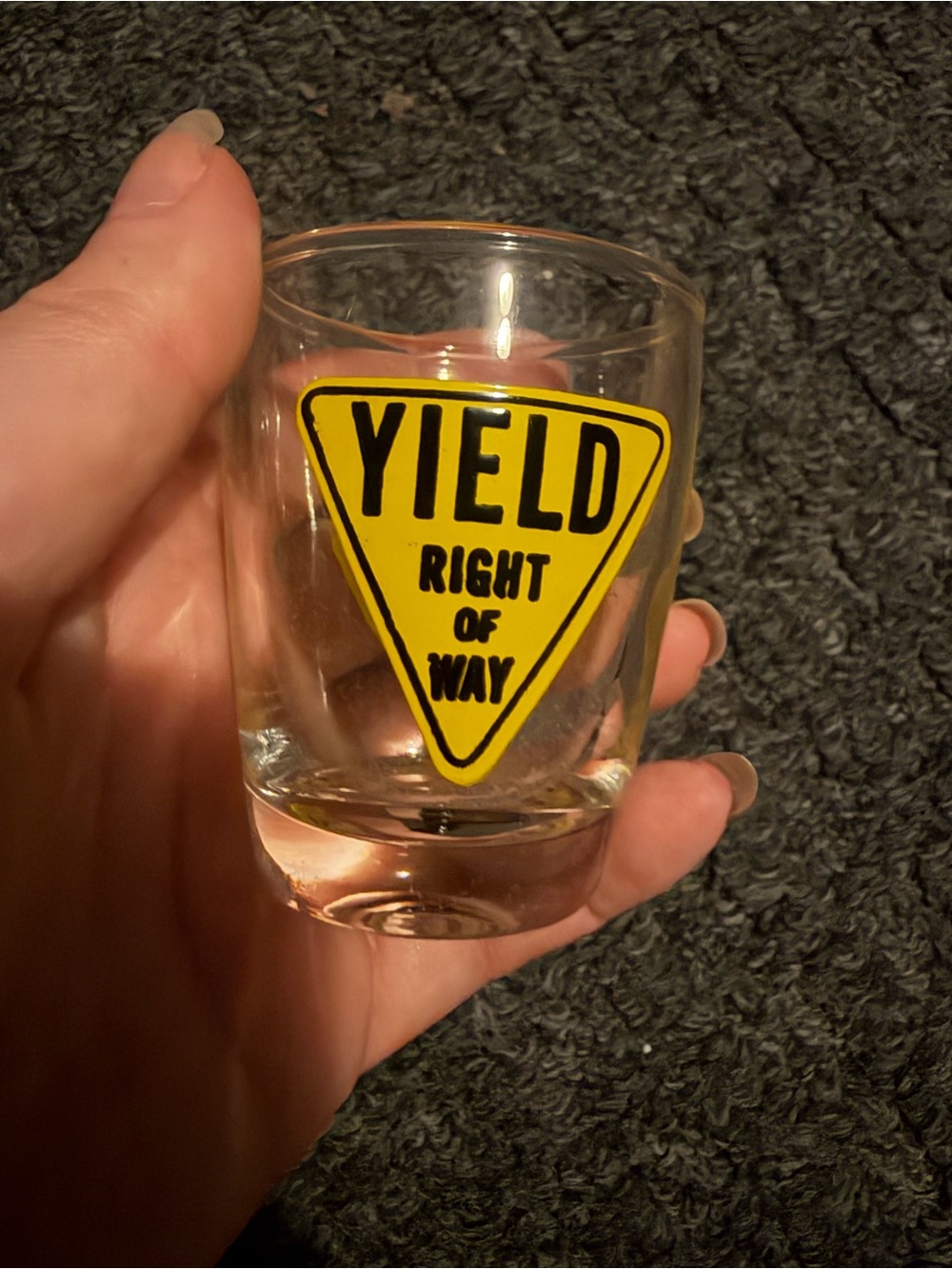 1970 anchor hocking road sign shot glass